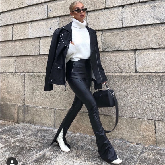 Zara Extra Long Faux Leather Leggings 